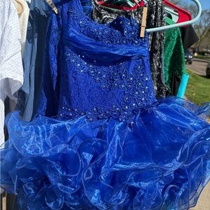 Royal Blue Beaded Lace pageant Dress